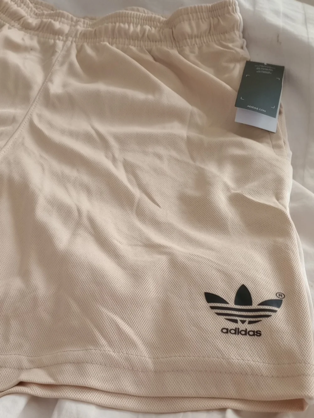 NWT ADIDAS Light Gold Athletic Training Shorts with Trefoil Logo